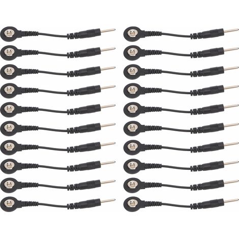 20pcs Fils Électrodes Noirs avec Connecteur Snap pour Appareil TENS Thérapie Digitale 2 Pouces (1/5)