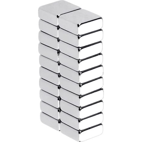 Aimant néodyme ultra-puissant pour panneaux muraux, réfrigérateur, tableau blanc, aimant néodyme carré 10 x 10 x 4 mm (20 pièces) (1/5)
