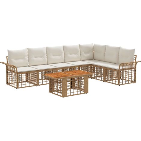 Set Divano da Giardino 8 pz Naturale e Bianco Crema polyrattan vidaXL (1/5)