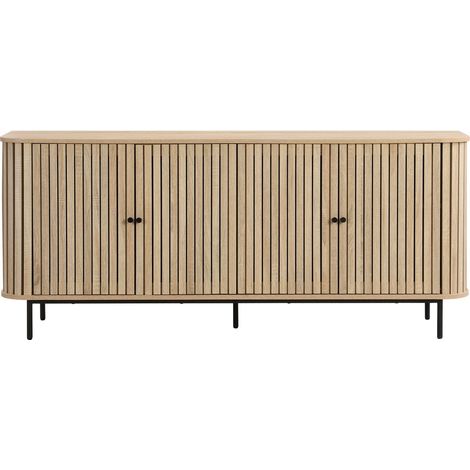 Homifab – Buffet 4 portes effet chêne 168 cm – Structure MDF – Piètement bois massif 15 cm – Rangement optimisé avec 2 tablettes (1/5)