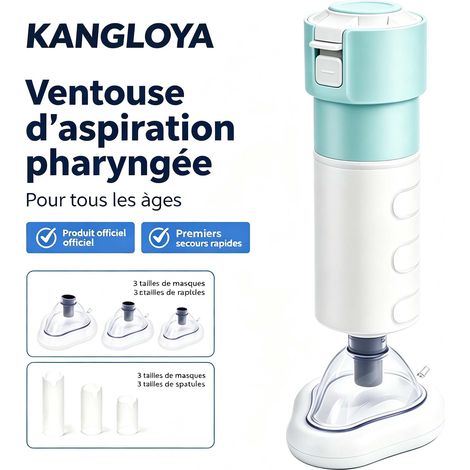 Aspirateur à dépression pharyngé d'urgence, dispositif anti-étouffement pour adulte et enfant, avec 3 masques et 3 tubes abaisse-langue (1/5)