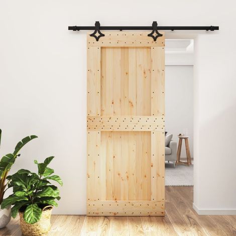 Puerta corredera con herrajes madera maciza de pino 90x210 cm vidaXL (1/5)
