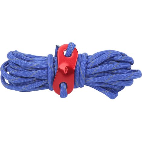 Corde de Camping Réfléchissante Renforcée Anti-Vent avec Boucle en Alliage d'Aluminium pour Tente, Randonnée et Plein Air Bleue