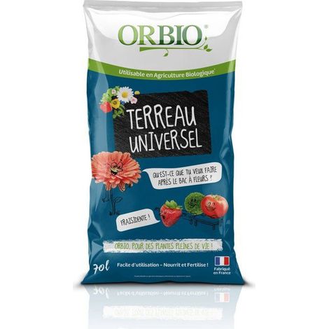 Terreau universel - ORBIO - 70 L - Usage général - Convient a toutes plantations