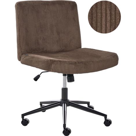 Desk Chair Dark Brown Corduroy Upholstery Pneumatic Seat Wide Tilting Swivel Base Home Office GEDDES (1/5)