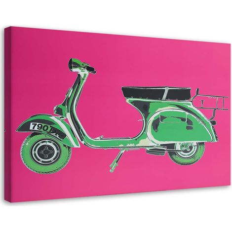Tableau sur toile Vespa Scooter Rose 100x70 (1/5)