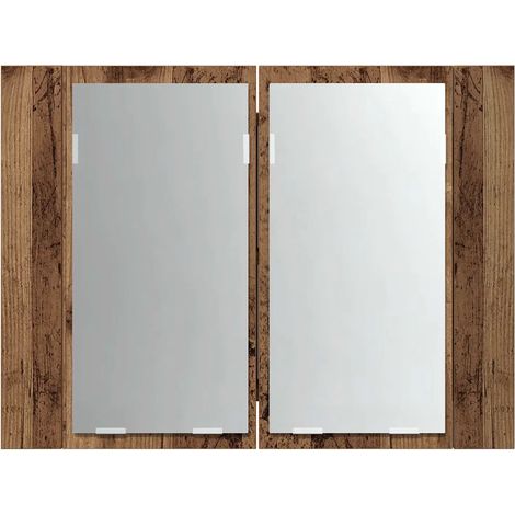 Armario con espejo LED que ahorra espacio 60 x 12 x 45 cm estilo moderno madera de ingeniería acabado envejecido 020050833 (1/5)