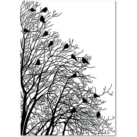 Tableau bois 2 oiseaux sur les branches - 40 x 50 cm (1/5)