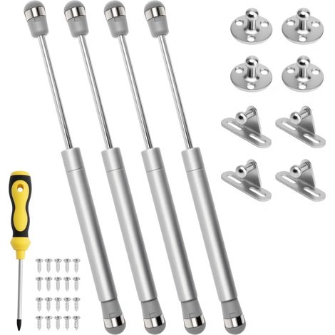 Lot de 4 Vérin à Gaz 200N / 20kg Verin Meuble Ressort Amortisseurs à Gaz avec Vis Verin Hydraulique Levage de Porte Armoire Cuisine Placard Penderie à Chambre (1/5)