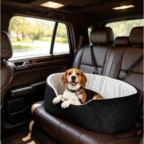Siège auto pour chien avec attaches de sécurité, housse lavable, noir et gris OKMYHOME (1/5)