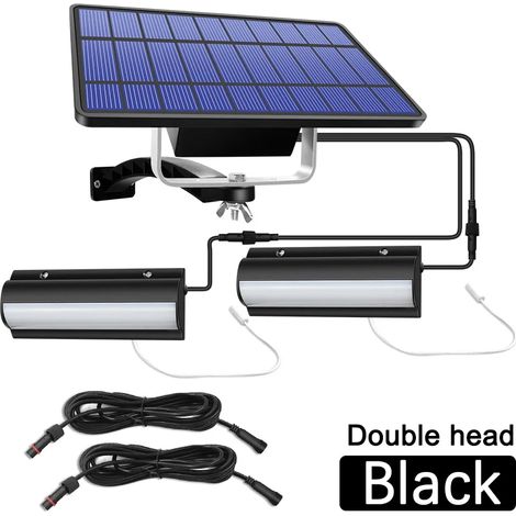 (Blanc - Double tête noire) Suspension solaire améliorée pour intérieur et extérieur, allumage/extinction automatique, compatible avec grange, chambre, balcon, poulailler, avec interrupteur à tirette (1/5)