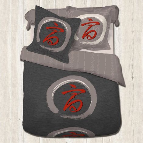 Housse de couette 240x220 Zen Spirit + 2 taies coton 57 fils (1/3)
