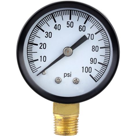 Manomètre de pression d'eau, plage de mesure 0-100 psi, manomètre de pression d'eau de pompe de puits de diamètre 50 (1/5)