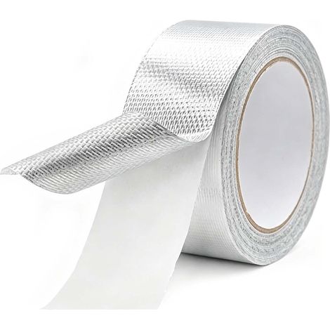 Ruban adhésif en aluminium - 10 m x 50 mm - Résistant à la chaleur - Pour pot d'échappement, pare-vapeur - Autocollant pour réparation, étanchéité, voiture, tuyau (1/5)