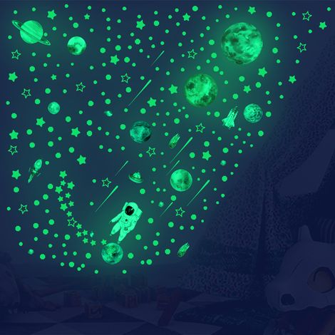 Decals Muraux Planètes Étoiles - Auto-Adhésifs Luminophores PVC - Décoration Plafond Chambre Enfants - Lot de 120 Pièces (1/5)