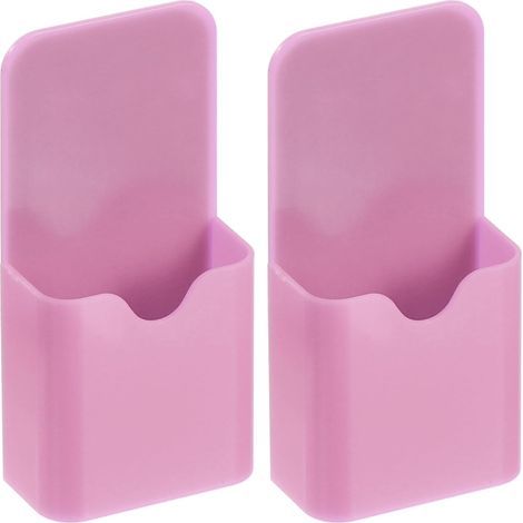 Porte-stylo magnétique pour réfrigérateur, lot de 2, 120 x 57 mm, pour effaceur à sec et crayons, compatible avec les tableaux blancs, rose