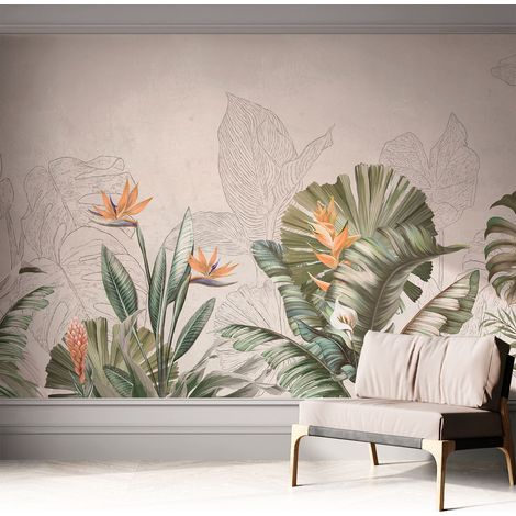 Fotomurale adesivo stickers - per camera da letto - per corridoio - decorazione casa moderna Fiori tropicali 312x219 cm (1/5)