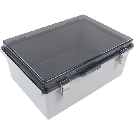 Boîte de jonction électrique étanche, couvercle transparent, boîtier électrique résistant aux intempéries pour usage extérieur, gris (1/5)