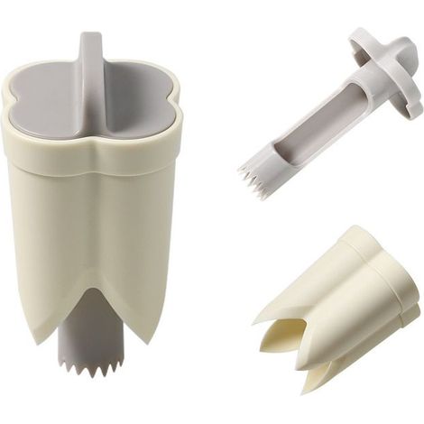 Évideur de poivrons 2 en 1, outil de retrait de graines de poivrons, épépineur de poivrons, outil de découpe de poivrons pour légumes, gadget de cuisine (Beige)