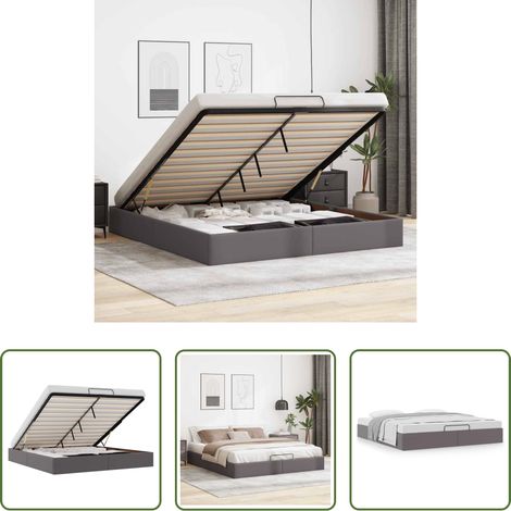 vidaXL Mécanisme de levage - Cadre de lit ottoman sans matelas gris 200x200 cm similicuir (1/5)