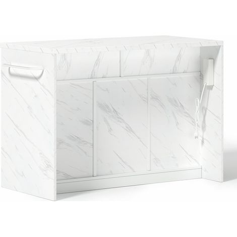 Isola da cucina bianca in MDF 120 x 60 x 91 cm con prese, USB, barra e contenimento (1/5)