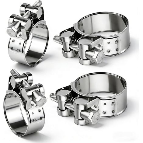 4 Pcs Collier de Serrage Tuyau Réglable 17-19 mm, Collier de Serrage Inox Colliers de Serrage à Vis Metallique, Boulons Collier Durite pour Tuyau à Essence Diesel Piscine (1/5)