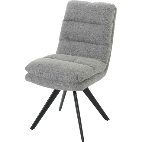 [NEUWERTIG] Esszimmerstuhl HHG-481, Küchenstuhl Stuhl, drehbar Auto-Position Stoff/Textil Bouclé MVG hellgrau