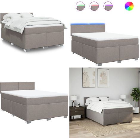Sommier à lattes de lit avec matelas Taupe 140x190 cm Tissu - Sommier - Matelas à ressorts ensachés (1/5)