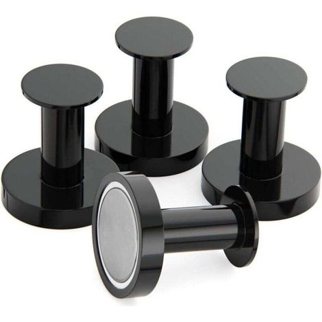 Porte Manteaux Aimantés, patère magnétique, 4 Crochets Muraux Noirs Extrêmement Solides, Porte Manteaux pour Porte avec Aimant en Métal Néodyme Rare, Crochets Porte de Frigo