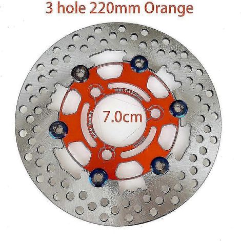 Disques de frein flottants universels en alliage d'aluminium pour moto, diamètre extérieur 200 mm/220 mm/245 mm/260 mm, plaquettes de frein à refroidissement rapide (7,0 cm, orange 220 mm) (1/5)