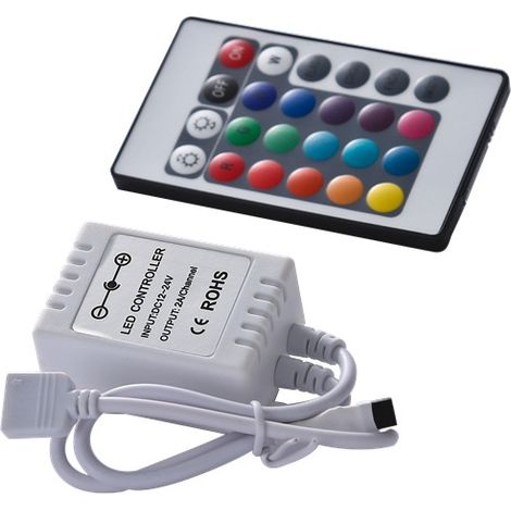 Contrôleur LED 12V, contrôleur de bande lumineuse RGB, boîtier blanc compact infrarouge 24 touches, vente directe.