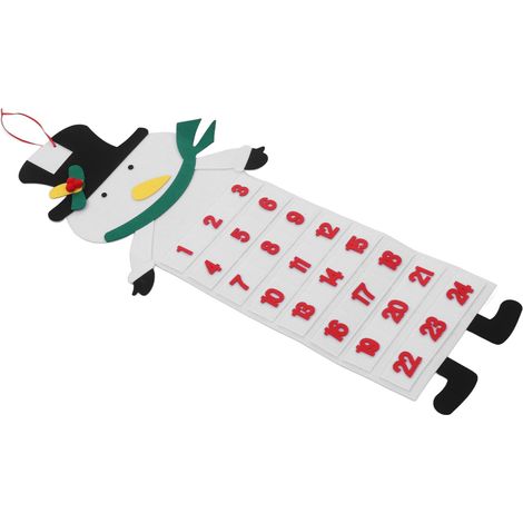 Weihnachts-Adventskalender aus Filz, 24 Tage, mit Taschen, waschbar, zum Aufhängen an der Wand, Countdown-Kalender, Dekoration, Schneemann. (1/5)