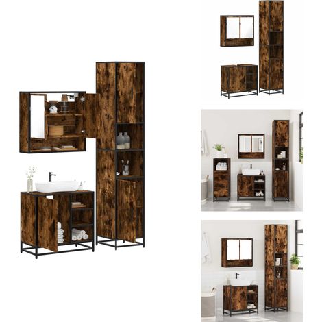 Ensemble de meubles de salle de bain 3 pcs Chêne fumé - Ensemble De Meubles De Salle De Bain - Ensembles De Meubles De Salle De Bain - Armoire De Salle De Bain - Armoire De Rangement De Salle De Bain (1/5)