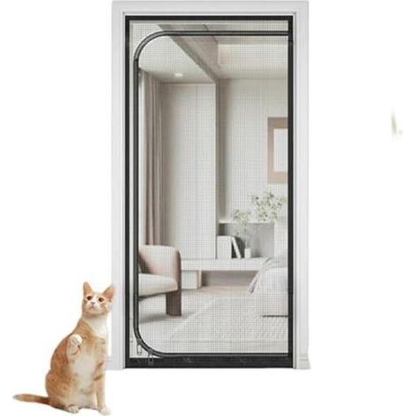 Moustiquaire renforcée pour portes et fenêtres – maille ultra-fine, fermeture éclair type C, couleur grise avec bords noirs, dimensions 85 x 195 cm, compatible avec tous les types de portes et fenêtre (1/5)