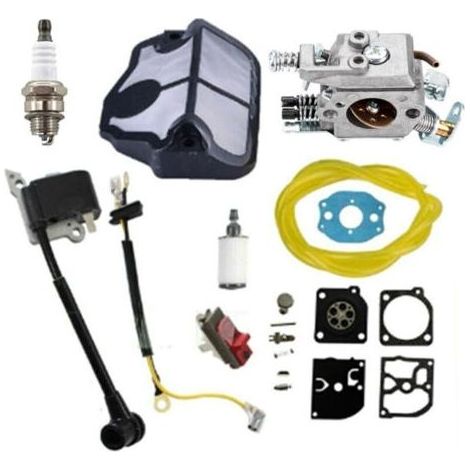 Kit de carburateur pour tronçonneuses Husqvarna 36, 41, 136, 137, 137E, 141, 142, 141LE et 142E, remplaçant les modèles WT-834, WT-657, WT-285, WT-239 et C1Q-W29E, avec filtre à air. (1/4)