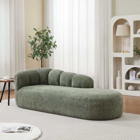 Chaise longue curva in ciniglia verde, 204 x 87 x 66 cm, senza braccioli DESVIAE (1/5)