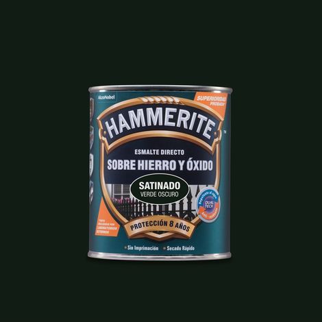 Hammerite Esmalte direscto sobre hierro y óxido satinado Verde oscuro 250 ml (1/4)