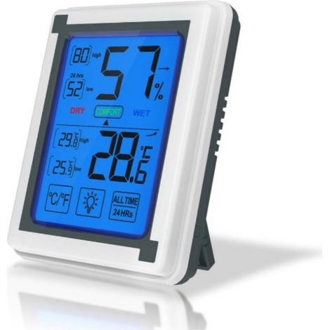 Termómetro Y Higrómetro Digitales Con Pantalla LCD - Función De Memoria Máx Mín - Soporte Y Imán - 1 Unidad