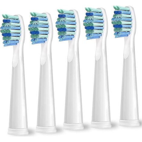 Têtes de brosse à dents de rechange, compatibles avec les modèles Fairywill FW-507/508/551/917/959, FW-D1/FW-D3/FW-D7/FW-D8, blanches, lot de 5 (1/5)