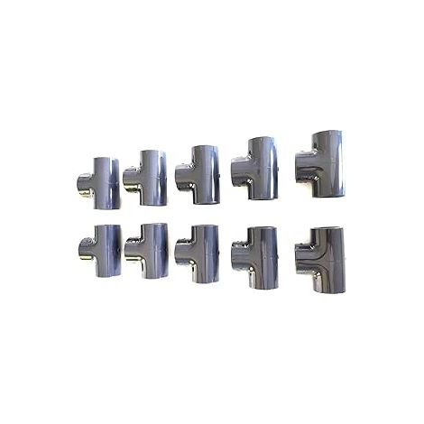 Lot de 10 Manchons PVC Pression – U Té 90° / 50 mm intérieur F/F/F PN16 / Piscine et arrosage