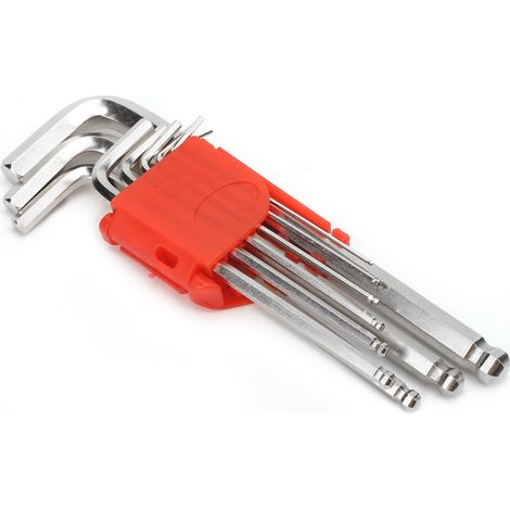 Jeu de 9 clés Allen à six pans en acier au chrome-vanadium, tournevis multifonction pour réparation, avec 1 housse de protection (1/5)