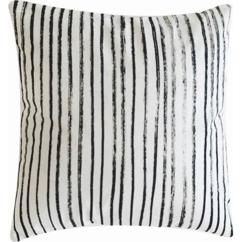 Housse De Coussin Rayures Noires - Tissu Doux Décoratif - Pour Canapé Bureau Voiture - 1 Pièce (1/5)