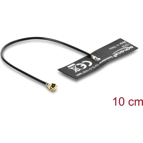 Delock WiFi 6 Antenne I-PEX Inc., MHF® I Stecker 4,5 - 5,0 dBi omnidirektional mit Anschlusskabel 1.13 10 cm FPC intern Klebemontage