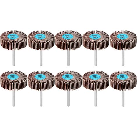 Paquet de 10 roues à lamelles de ponçage, ensemble de ponceuses grain 80 tige de 1/8 pouces pour perceuse, meulage, polissage, roues de ponçage, outil rotatif pour enlever (1/5)