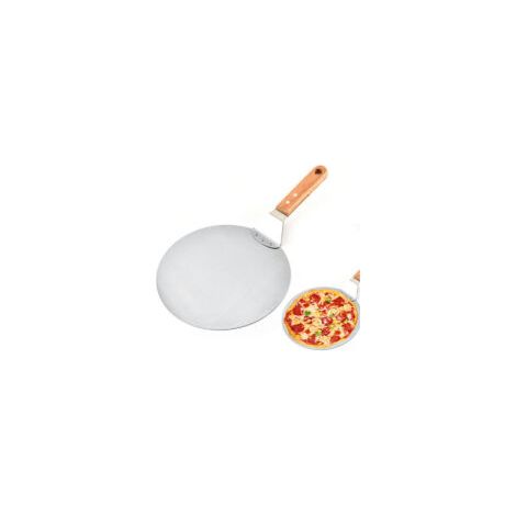 Pala para pizza, pala redonda para pizza con mango de madera y bandeja de metal de acero inoxidable para pizzas caseras - Crezuo
