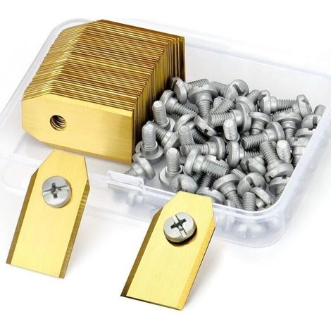 45 lames de rechange en inox 0.75mm pour robots tondeuses Husqvarna/Automower/Gardena/Yardforce. Couleur or, coupe précise et durable.