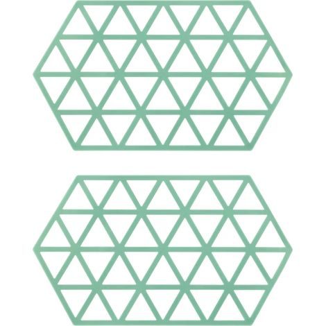 Maniques Crumble - Lot de 2 - Hexagonales - Accessoires de table - Résistantes à la chaleur - Silicone - 14 x 24 cm - Vertes (1/5)