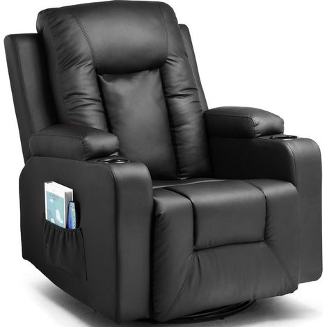 COMHOMA Fauteuil de relaxation inclinable – Fauteuil TV avec dossier et accoudoirs épais, fonction bascule et rotation 360° (1/5)