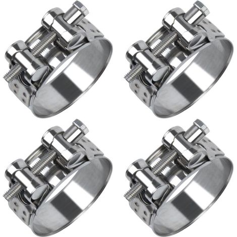 Lot de 4 colliers de serrage à boulon articulé en acier inoxydable - 48-51 mm - Largeur de bande : 22 mm - Pour piscine, machine à laver, tuyau à essence, étang et jardin (1/5)