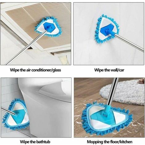 1 Serpillère triangulaire rétractable, nettoyage plafond sol mur verre, manche extensible, usage cuisine (1/3)